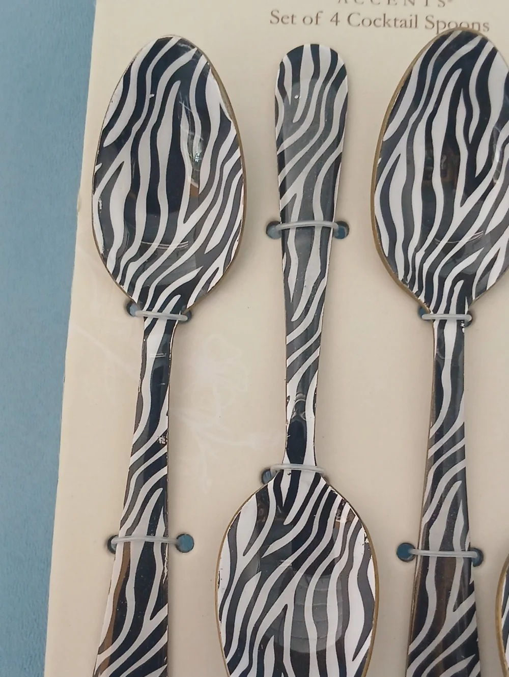 Artistic Accents Zebra-Print Cocktail Spoons - Black & White Set of 4